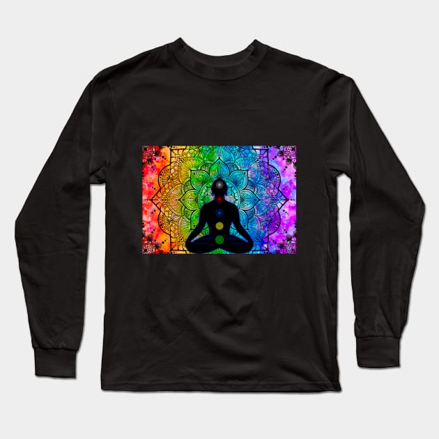 Tibetan Chakras, rainbow mandala Long Sleeve T-Shirt by MayGreenAbgrall